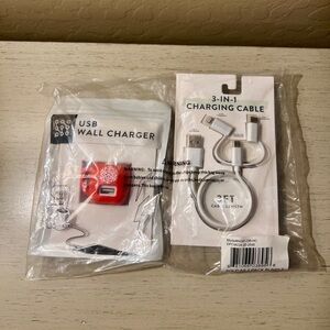 Target Bullseye USB Cocoa Snowflake Charger and Three In One Charging Cable  NWT